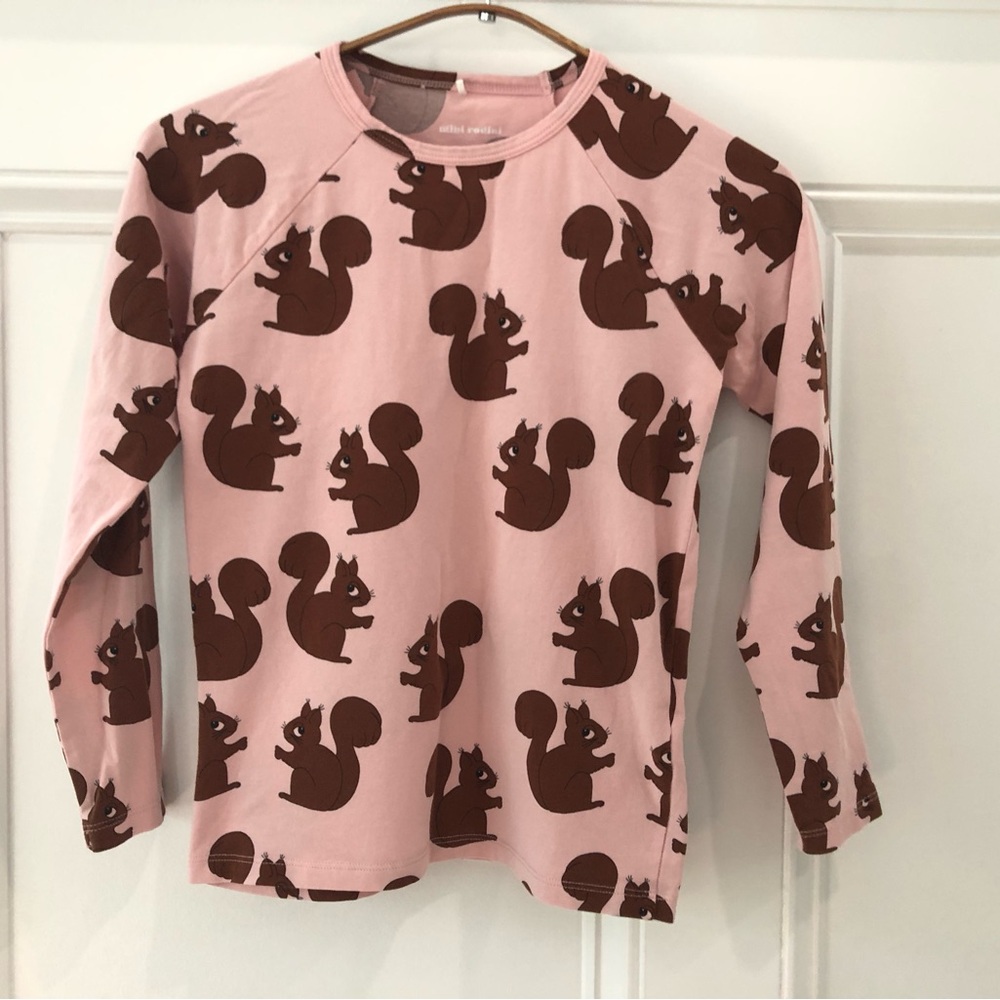 Mini Rodini Pink Squirrel Print Top 128/134